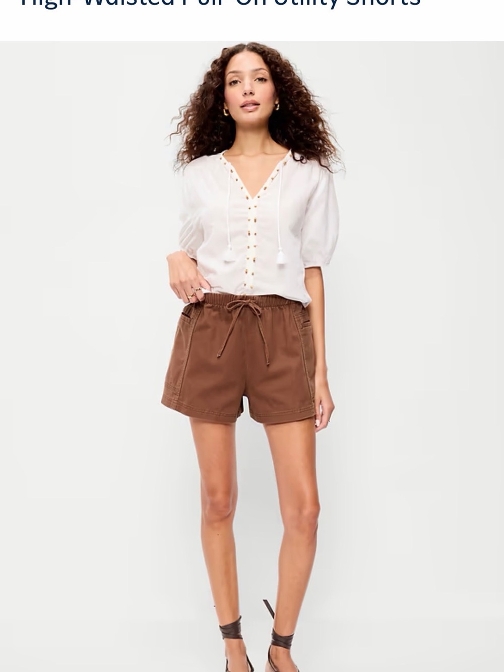 New with tags. Old Navy Brown High-Waist Drawstring Utility Shorts